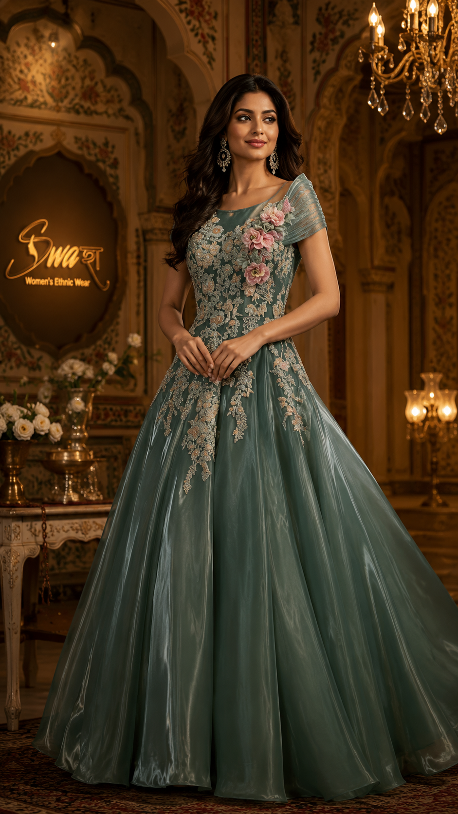 Bahaar Rose Gold Draped Gown